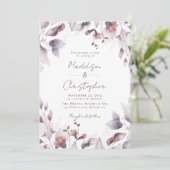 Invitation Dusty Purple Floral Mariage (Debout devant)