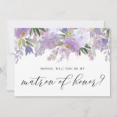 Invitation Dusty Purple Flower Serez-vous mon maître d'honneu (Devant)