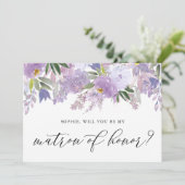 Invitation Dusty Purple Flower Serez-vous mon maître d'honneu (Debout devant)