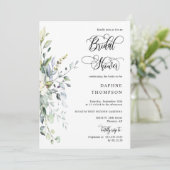 Invitation Dusty Purple Greenery Fête des mariées QR Code Pho (Debout devant)