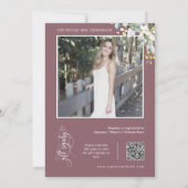 Invitation Dusty Purple Greenery Fête des mariées QR Code Pho (Dos)