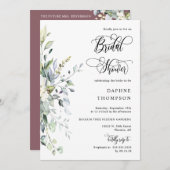 Invitation Dusty Purple Greenery Fête des mariées QR Code Pho (Devant / Derrière)