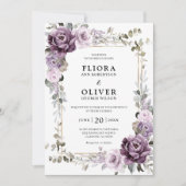 Invitation Dusty Purple Lavender Gold Mariage géométrique Inv (Devant)
