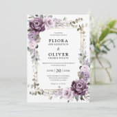 Invitation Dusty Purple Lavender Gold Mariage géométrique Inv (Debout devant)