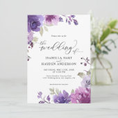 Invitation Dusty Purple Mauve Lilac Floral Boho Mariage (Debout devant)