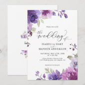 Invitation Dusty Purple Mauve Lilac Floral Boho Mariage (Devant / Derrière)