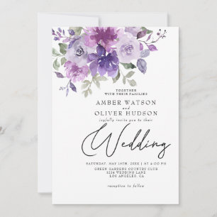 Invitation Dusty Purple Mauve Lilac Jardin Floral Mariage
