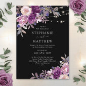 Invitation Dusty Purple Mauve Lumières Botaniques Mariage noi
