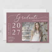 Invitation Dusty Purple Minimal Script School Graduate Photo (Devant)
