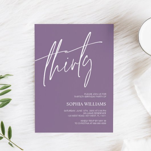 Invitation Dusty Purple Minimaliste 30e anniversaire Invitati