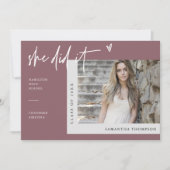 Invitation Dusty Purple Modern Boho Elle L'A Fait Grad Photo (Devant)