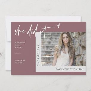 Invitation Dusty Purple Modern Boho Elle L'A Fait Grad Photo