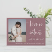 Invitation Dusty Purple Moderne Script Minimal Elopement Phot (Debout devant)