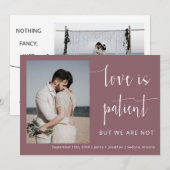 Invitation Dusty Purple Moderne Script Minimal Elopement Phot (Devant / Derrière)