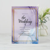 Invitation Dusty Purple Navy Blue Gold INK Wedding INVITE (Debout devant)