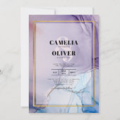 Invitation Dusty Purple Navy Blue Gold INK Wedding INVITE (Devant)