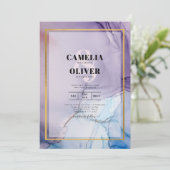 Invitation Dusty Purple Navy Blue Gold INK Wedding INVITE (Debout devant)