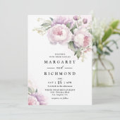 Invitation Dusty Purple Peony Elegant Mariage d'aquarelle (Debout devant)