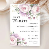 Invitation Dusty Purple Peony Mariage Élégant Enregistrer La