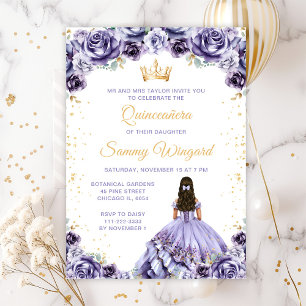 Invitation Dusty Purple Princess Fleur Quinceañera