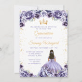 Invitation Dusty Purple Princess Floral Quinceañera (Devant)