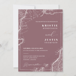 Invitation Dusty Purple Retro Voyage QR Code Mariage photo