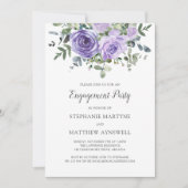 Invitation Dusty Purple Rose Botanique Engagement (Devant)