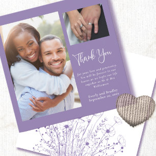 Invitation Dusty Purple Sweet Message Mariage Merci