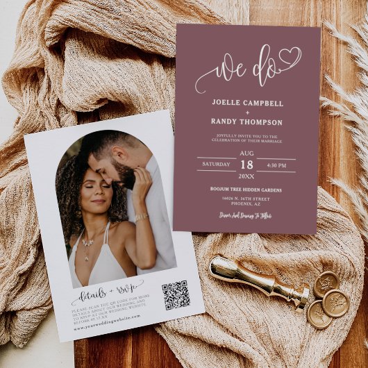 Invitation Dusty Purple We Do Boho Mariage QR Code Photo