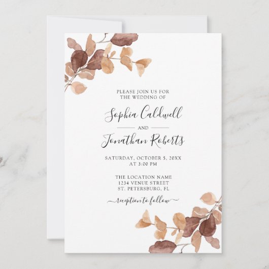 Invitation Dusty Rose All in One Boho Eucalyptus Mariage (Devant)