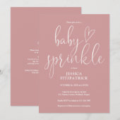 Invitation Dusty Rose All In One QR Code Baby Sprinkle Shower (Devant / Derrière)