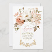 Invitation Dusty Rose and Beige Earthy Botanical Baptism (Devant)