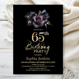 Invitation Dusty rose and Grey Floral 65e anniversaire
