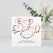 Invitation Dusty rose aquarelle Fleur sauvage Baby shower Inv (Debout devant)