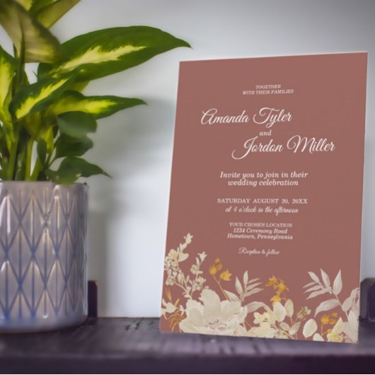 Invitation Dusty Rose Autumn Boho mariage