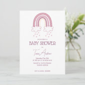 Invitation Dusty rose Baby Girl Boho Style Baby shower (Debout devant)
