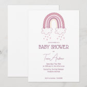 Invitation Dusty rose Baby Girl Boho Style Baby shower (Devant / Derrière)