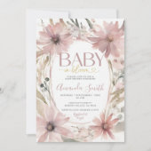 Invitation Dusty rose bébé en fleurs Fleurs Fille Baby shower (Devant)