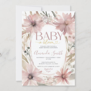 Invitation Dusty rose bébé en fleurs Fleurs Fille Baby shower