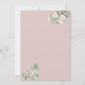 Invitation Dusty Rose Blanc Floral Croix Religieux Baptême (Dos)