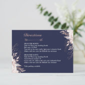 Invitation Dusty Rose Blanc Floral Marine Bleu Directions (Debout devant)