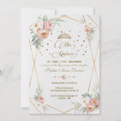 Invitation Dusty Rose blanc Floral Mis Quince Quinceañera (Devant)