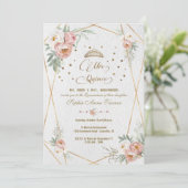 Invitation Dusty Rose blanc Floral Mis Quince Quinceañera (Debout devant)