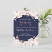 Invitation Dusty Rose Blanc Lush Floral Navy Blue Réception (Debout devant)
