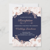Invitation Dusty Rose Blanc Lush Floral Navy Blue Réception (Devant)