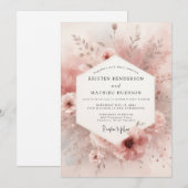 Invitation Dusty Rose Bloom Elegance Wedding (Devant / Derrière)