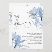 Invitation *~* Dusty Rose Blue Floral RSVP - QR AR15 MARIAGE (Devant / Derrière)