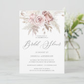 Invitation Dusty Rose Blush Boho Ivory Floral Fête des mariée (Debout devant)