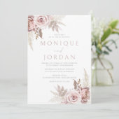 Invitation Dusty Rose Blush Boho Mariage (Debout devant)