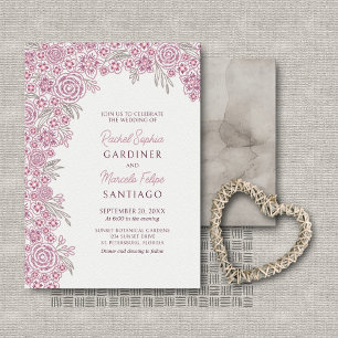 Invitation Dusty Rose Blush Bourgogne Floral Arch Mariage